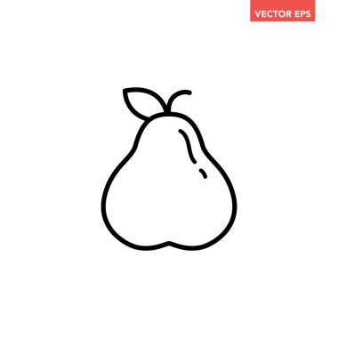 Siyah tek armut çizgisi simgesi, basit taze meyve düz tasarımı pictogram, uygulama logosu için infografik vektör ui ux arayüzü elementleri beyaz arkaplanda izole edildi
