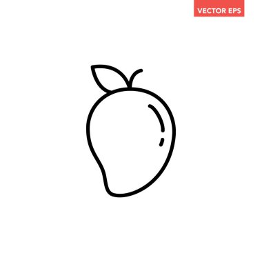 Siyah tek mango çizgisi simgesi, basit taze meyve yassı tasarımı pictogram, uygulama logosu için infografik vektör ui ux arayüzü elementleri beyaz arkaplanda izole edildi