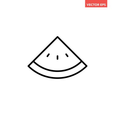 Siyah tek karpuz çizgisi simgesi, basit taze meyve düz tasarımı pictogram, uygulama logosu web düğmesi için bilgi vektörü ui ux arayüzü elementleri beyaz arkaplanda izole edildi