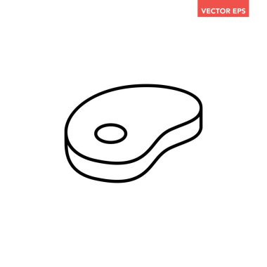 Siyah tek dilim kırmızı et ince çizgi simgesi, basit biftek öğesi taslağı düz tasarım pictogram, uygulama logosu web düğmesi için bilgi vektörü ui ux arayüzü beyaz arkaplan üzerinde izole