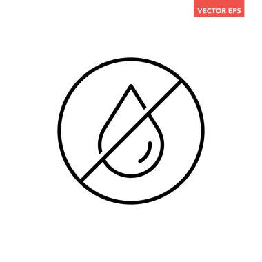 Siyah yuvarlak sıvılara maruz kalmaz, modern basit sıvı beyaz arkaplanda izole edilmiş web pankartı web pankartı için düz tasarım konsepti vektörüne izin vermez