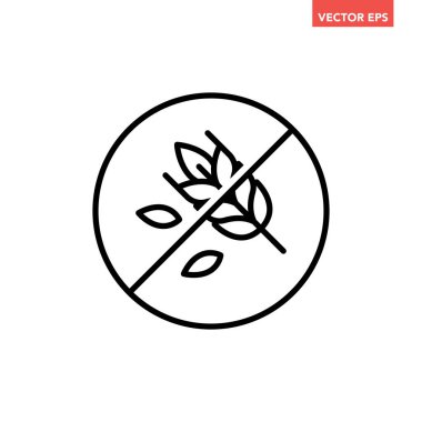 Siyah tek yuvarlak glüten serbest rozet çizgisi simgesi, basit malzeme işaretli düz tasarım pictogram içermiyor, uygulama logosu web düğmesi ui ux arayüzü için infografik vektör beyaz arkaplanda izole edilmiş