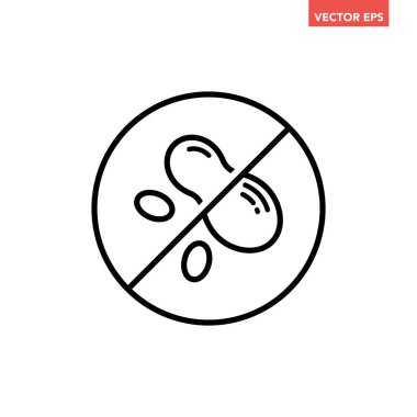 Siyah tek yuvarlak fındık serbest çizgi simgesi, basit bileşen işaretli düz tasarım pictogram içermiyor, uygulama logosu için infografik vektör ui ux arayüzü beyaz arkaplanda izole edildi