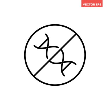 Siyah tek yuvarlak GMO serbest rozet çizgisi simgesi, basit alerji malzemesi işaretli düz tasarım pictogram içermiyor, uygulama logosu için infografik vektör ui ux arayüzü beyaz arkaplanda izole edildi