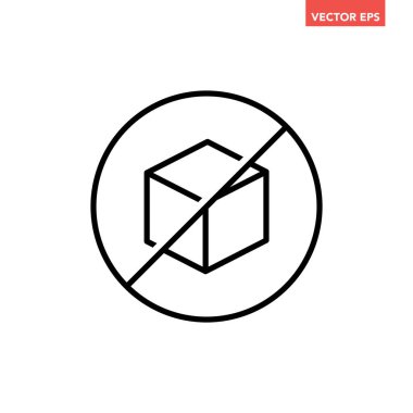 Siyah yuvarlak şekersiz rozet çizgisi simgesi, içermeyen içerik işaretli düz tasarım pictogram, uygulama logosu için infografik vektör ui ux arayüzü elementleri beyaz arkaplanda izole edildi