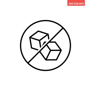 Siyah yuvarlak şekersiz rozet çizgisi simgesi, içermeyen içerik işaretli düz tasarım pictogram, uygulama logosu için infografik vektör ui ux arayüzü elementleri beyaz arkaplanda izole edildi