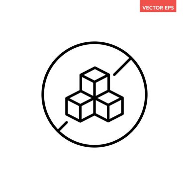 Siyah yuvarlak şekersiz ince çizgi simgesi, basit bileşen işaretli düz tasarım pictogram içermiyor, uygulama logosu için infografik vektör ui ux arayüzü beyaz arkaplanda izole edildi