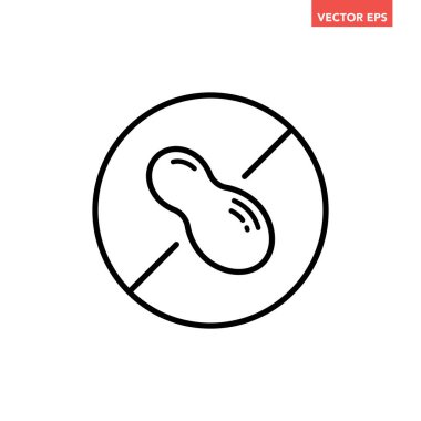 Siyah tek yuvarlak fındık serbest çizgi simgesi, basit bileşen işaretli düz tasarım pictogram içermiyor, uygulama logosu için infografik vektör ui ux arayüzü beyaz arkaplanda izole edildi