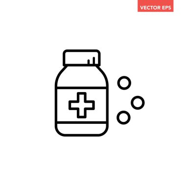 İlaç şişesi ikonu. tıbbi sembol çizimi beyaz üzerine izole edildi