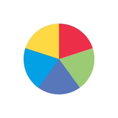 Tek bir ayrı yuvarlak parça simgesi ve 6 renk parçası. Morden düz tasarım vektör iş dairesel diyagramı ve reklamlar için logo düğmesi banner ui ux web beyaz arkaplan izole