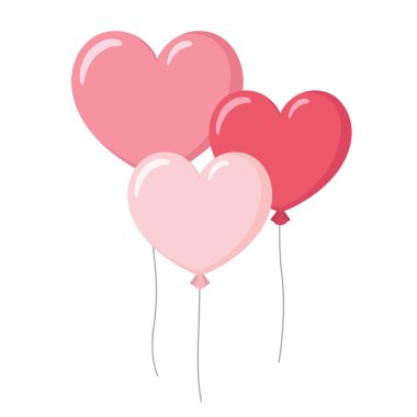 Pembe kalp balonları ikon vektörü ağ ve mobil için beyaz arkaplan izole