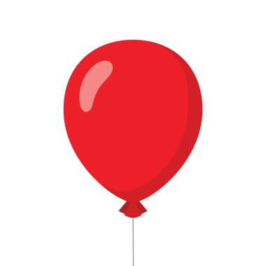 Tek kırmızı renkli uçan balon düz tasarım çizimi, uygulama reklamları için basit modern konsept vektörü web pankart düğmesi ui ux arayüzü elementleri beyaz arkaplanda izole edildi