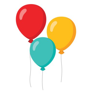 3 renkli uçan balon koleksiyonu düz dizayn çizimi, kırmızı yeşil sarı. Uygulama reklamları için modern konsept vektörü web pankart düğmesi ui ux arayüz elementleri beyaz arkaplanda izole
