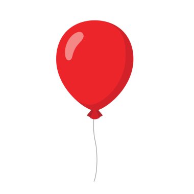 Tek kırmızı renkli uçan balon düz tasarım çizimi, uygulama reklamları için basit modern konsept vektörü web pankart düğmesi ui ux arayüzü elementleri beyaz arkaplanda izole edildi