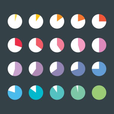 Renkli çember diyagramları simgeleri, vektör illüstrasyonu basit tasarım