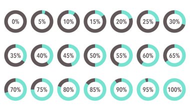 Çember yüzde diyagramları, vektör illüstrasyonu basit tasarım