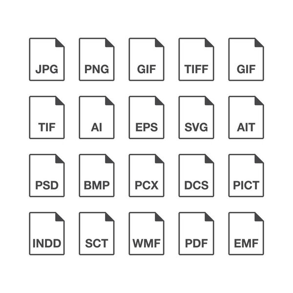 file formats icons set, vector illustration simple design