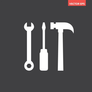 İngiliz anahtarı, tornavida ve çekiç simgesi, vektör illüstrasyonu