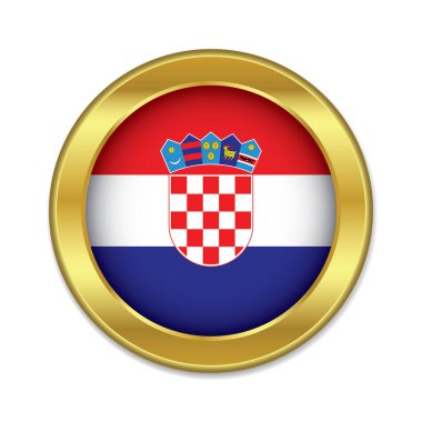 Beyaz arkaplan vektör illüstrasyonunda izole edilmiş altın sarısı şeklinde Hırvatistan bayrağı