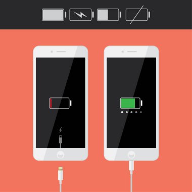 Bataryayı akıllı telefon vektör çizimi ile yükle