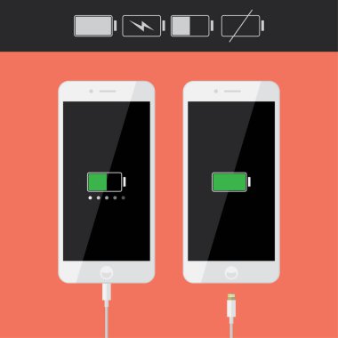 Bataryayı akıllı telefon vektör çizimi ile yükle