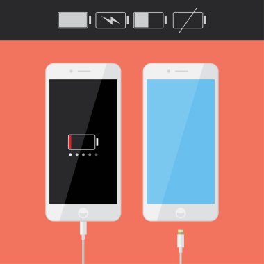 Bataryayı akıllı telefon vektör çizimi ile yükle