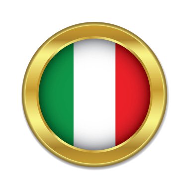 Beyaz arkaplan vektör illüstrasyonunda izole edilmiş altın sarısı şeklinde İtalya bayrağı