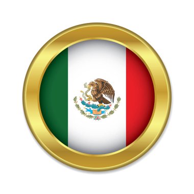 Beyaz arkaplan vektör illüstrasyonunda izole edilmiş altın sarısı şeklinde Meksika bayrağı