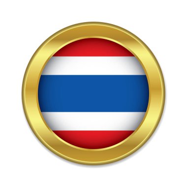 Beyaz arkaplan vektörü illüstrasyonunda izole edilmiş altın sarısı şeklinde Tayland bayrağı