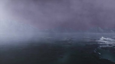 Rocky Gölü Arkaplan Animasyonu. Rocky Gölü 'nün üzerinden uç. Döngü Canlandırması