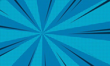 Soyut çizgi roman kapağı şablonu. Pop Art Blue çizgi film patlama tasarımı. komik süper kahraman için arkaplan metin, konuşma balonu, mesaj