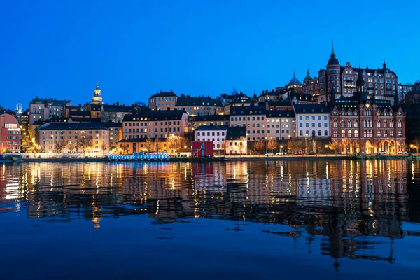 Nachtansicht Der Stadt Stockholm Schweden Sdermalm Von Kungsholmen Aus — Stockfoto