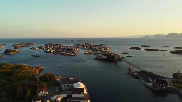 Vista Aérea Henningsvaer Ilhas Lofoten Norway Para Sudoeste — Vídeo de Stock