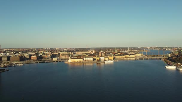 Luftaufnahme Von Stockholm Schweden Altstadt Vorfrühling Uhd Und 30Fps — Stockvideo