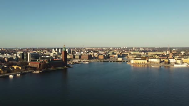 Stockholm Swedia Panorama Pemandangan Udara Dari Langit Kota Dan 30Fps — Stok Video