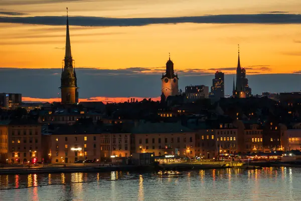 Uma Vista Panorâmica Cidade Velha Estocolmo Suécia Com Entre Outros — Fotografia de Stock