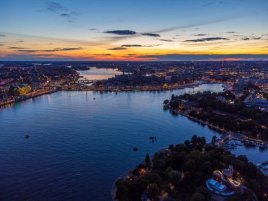 Stockholm, İsveç üzerinde günbatımı manzarası