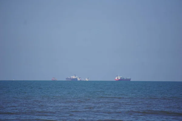 Hajó Átkel Szuezi Csatornán Portsay Városban — Stock Fotó