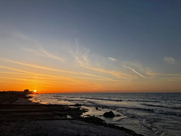 Solnedgång Över Medelhavet Staden Portsaid — Stockfoto