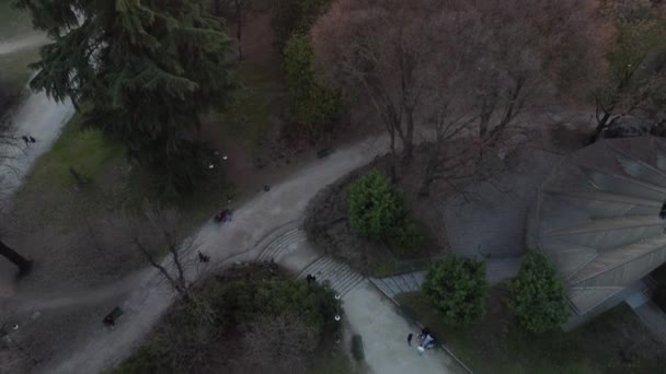 Légi Felvétel Milánói Parkról Naplementéről — Stock videók