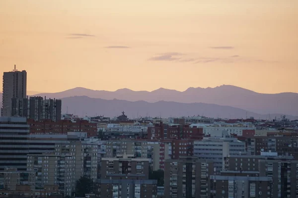 Schöner Sonnenuntergang Einem Park Madrid — Stockfoto