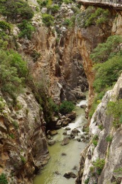 Meşhur El Caminito del Rey Malaga 'da ağaçlarla, dağlarla, nehirlerle ve bir vadiyle inanılmaz manzaraları var..