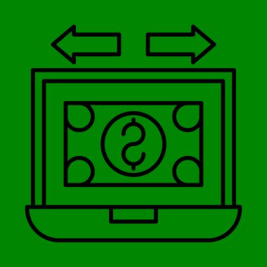 Para Aktarımı çizgi simgesi tasarımı 