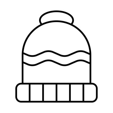 Kış Şapkası Çizgisi Simgesi Tasarımı