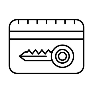 Card Key Vector Line Icon Design