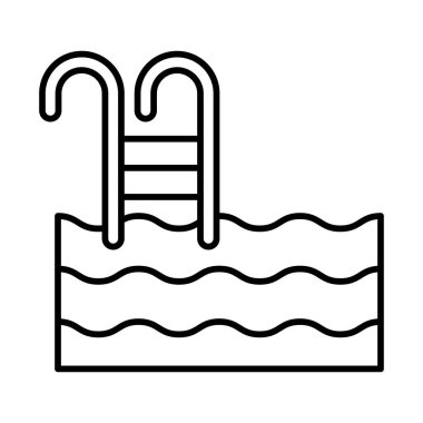 Swimming Pool Vector Line Icon Design