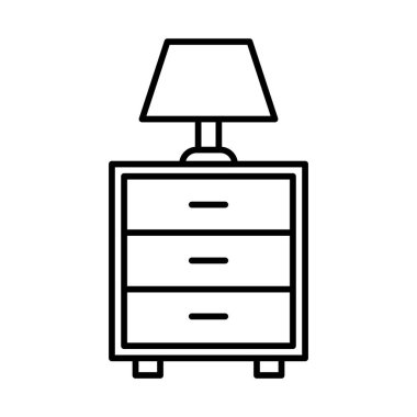 Bedside Table Vector Line icon Design 