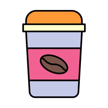 Kahve Kupası Vektör Hattı Simgeyle Dolu