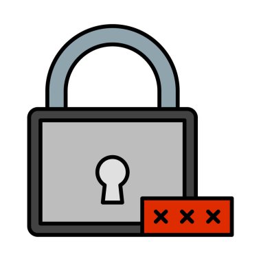 Güvenlik Pin Vektör Satırı Simge Dolduruldu