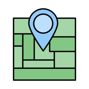 Harita Konum Vektör Satırı Doldurulmuş Simge